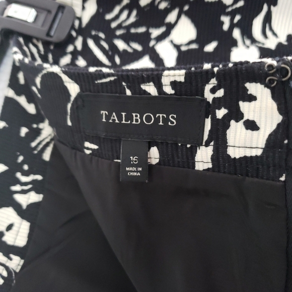Talbots~Woman Size 16~Black/White A-Line Cotton Pensil Skirt Lined. - Picture 2 of 8